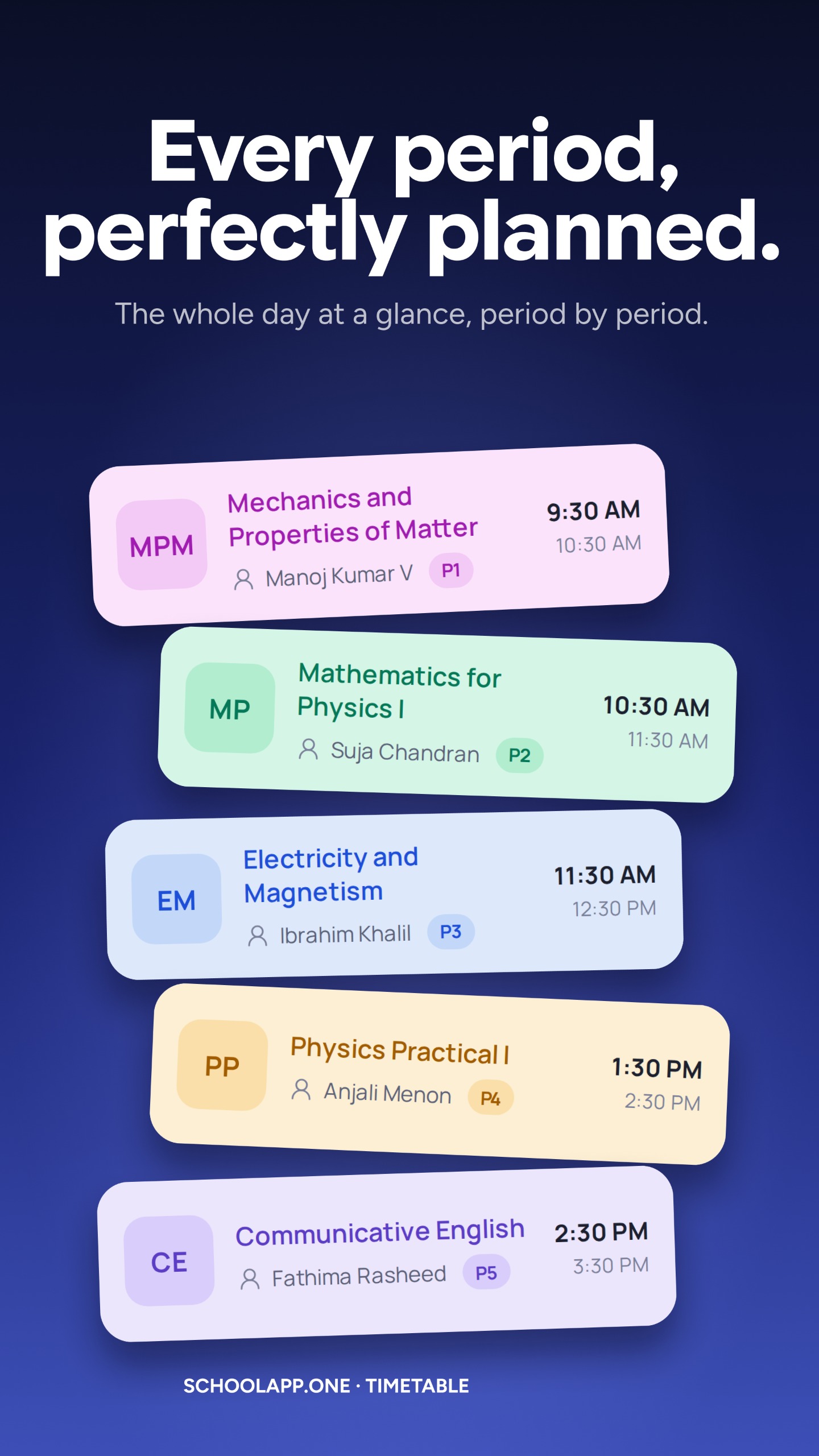 SchoolApp attendance screen on a phone